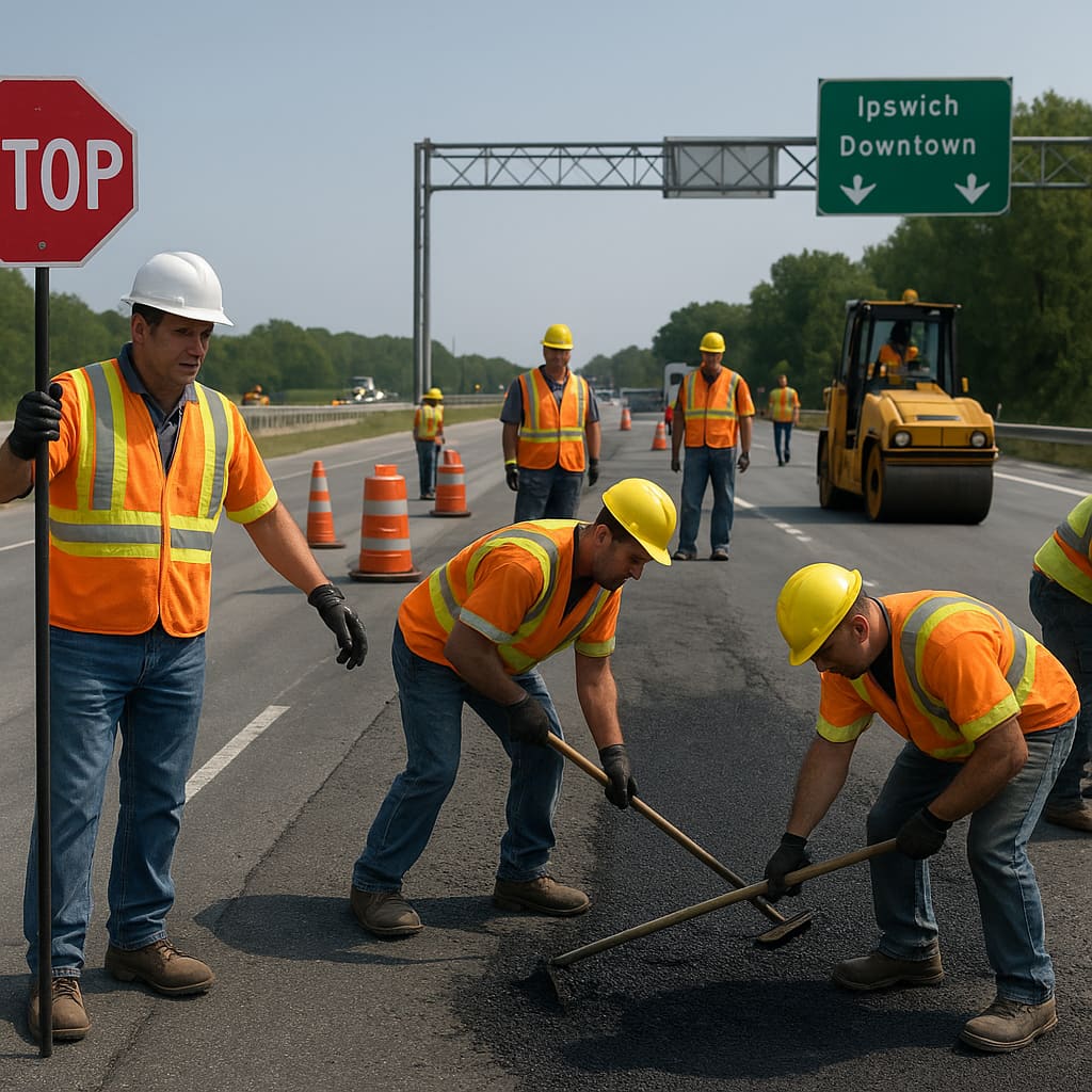 Straßeninstandhaltung auf der Autobahn
